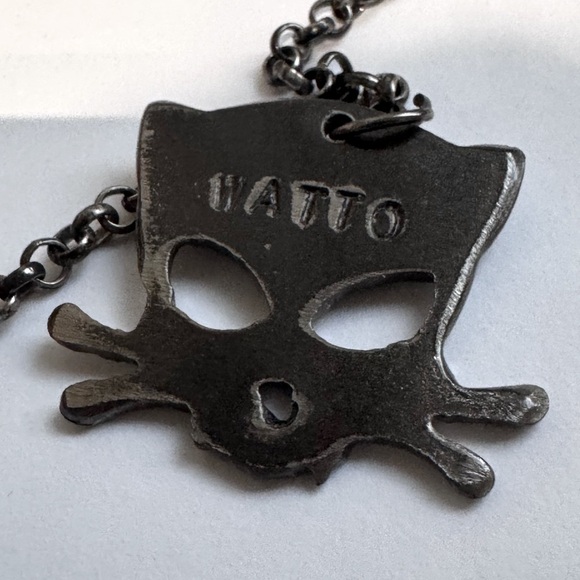 😈 Vintage Watto Outlaw Bad Kitty Gunmetal Steel Necklace 😈 - Picture 3 of 16